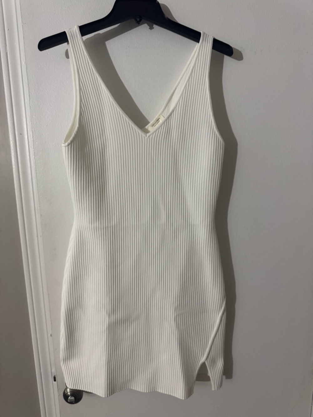 Gentle Fawn Ivory Ribbed V-Neck midi dress